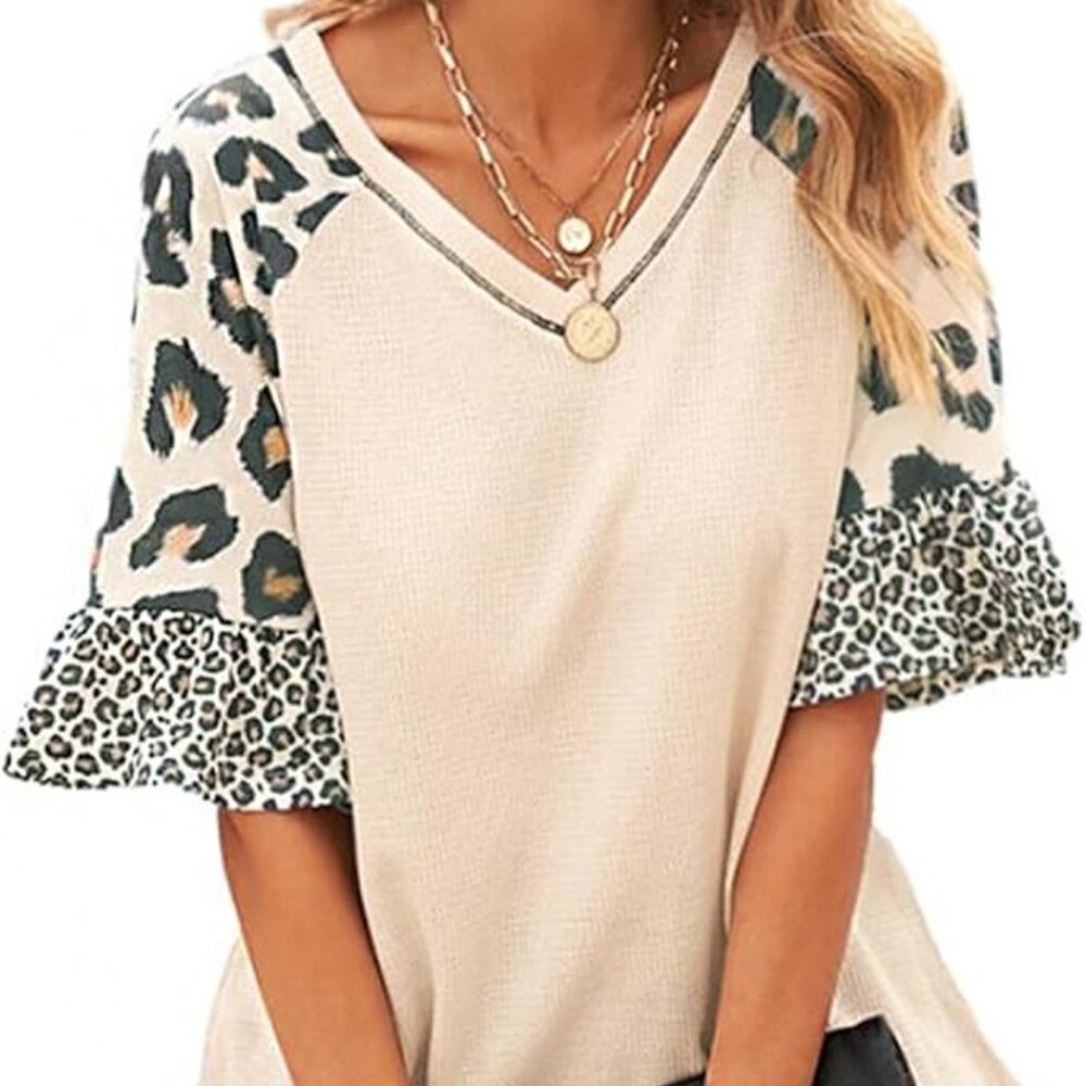 Leopard Ruffle Sleeve